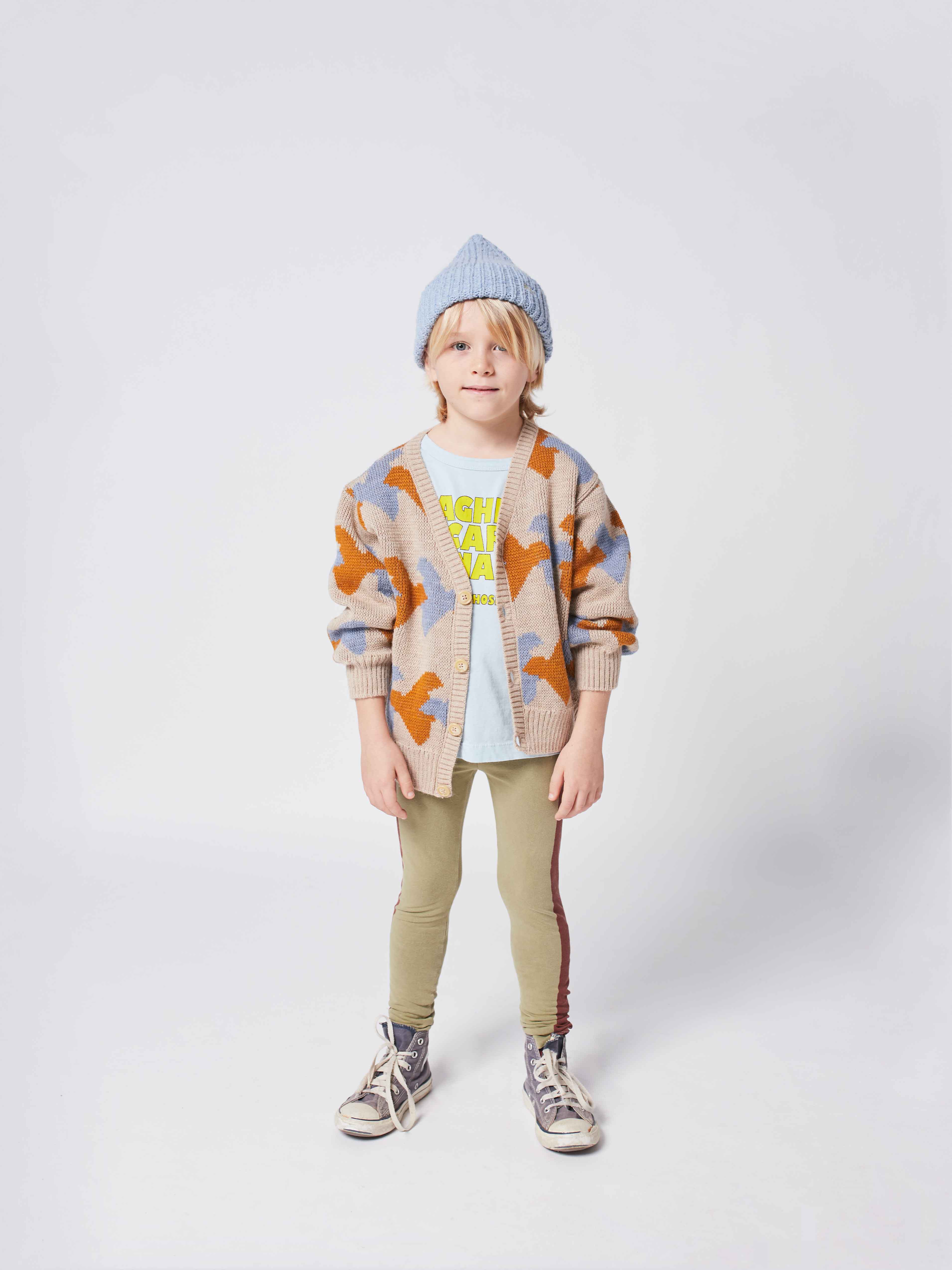 Girls Beige Pattern Cardigan