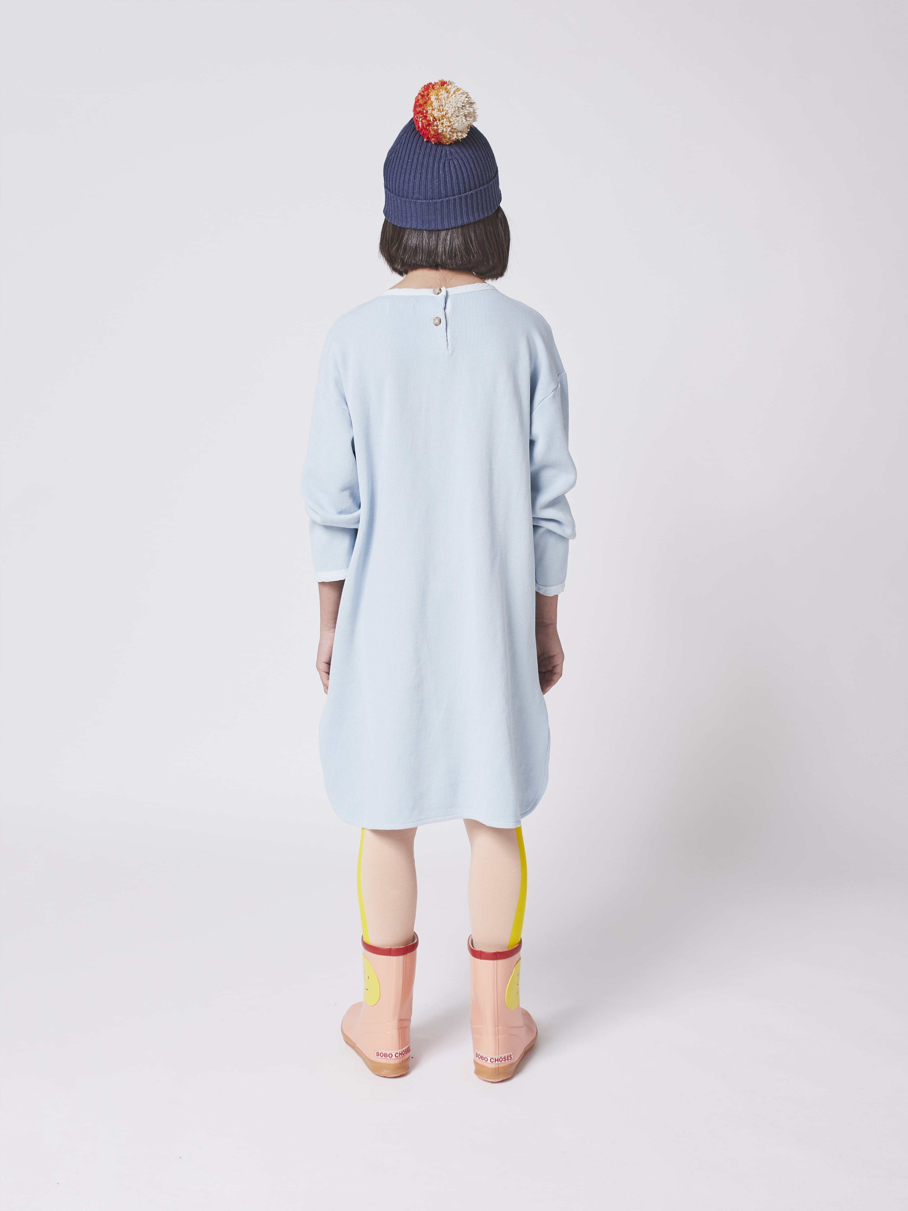 Girls Blue Printed Cotton Dress