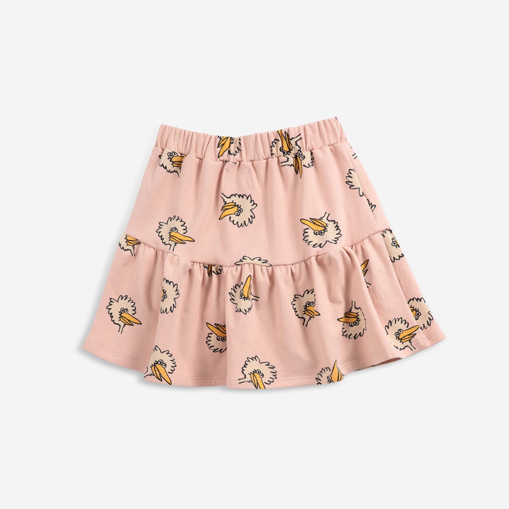 Girls Pink Birdie Printed Cotton Skirt