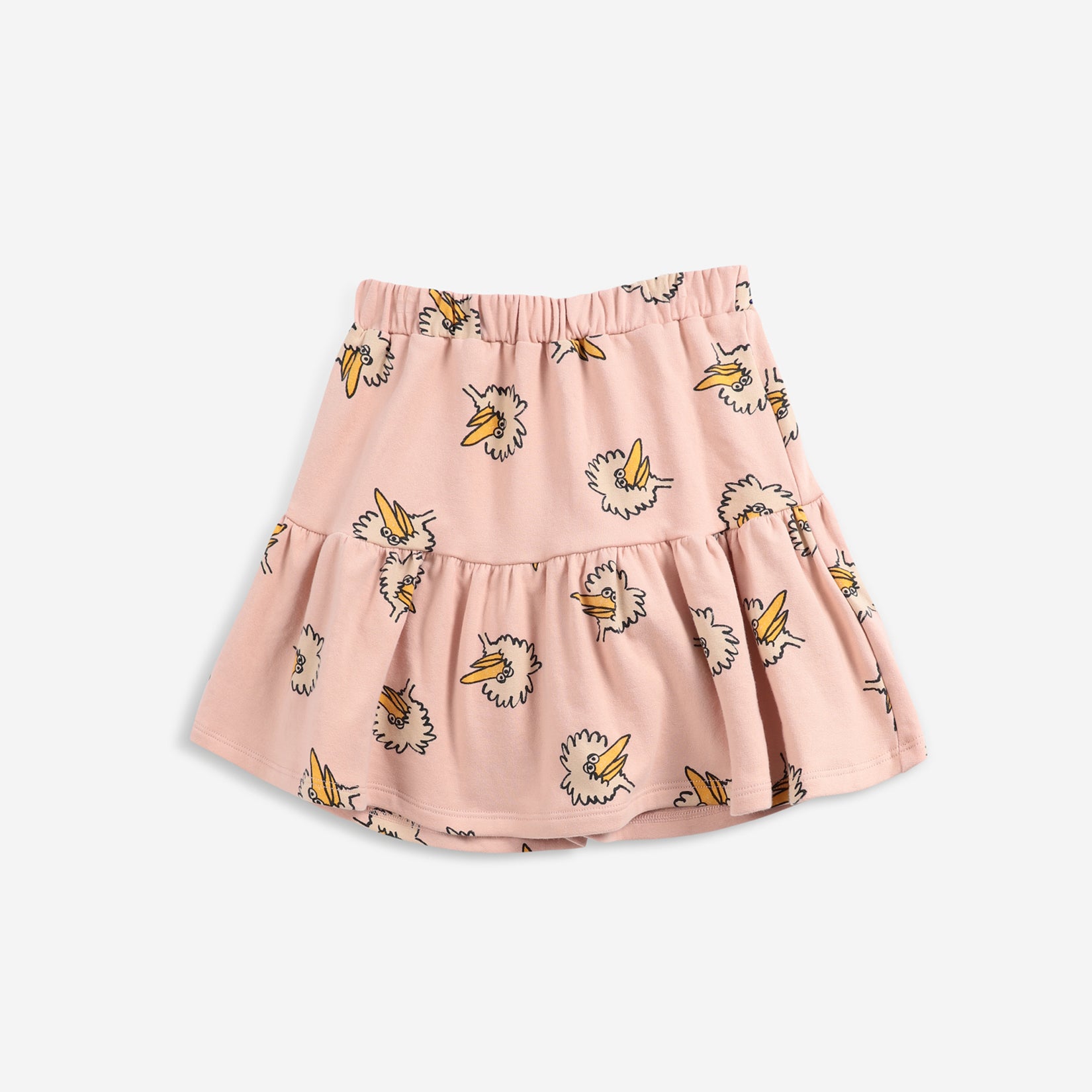 Girls Pink Birdie Printed Cotton Skirt