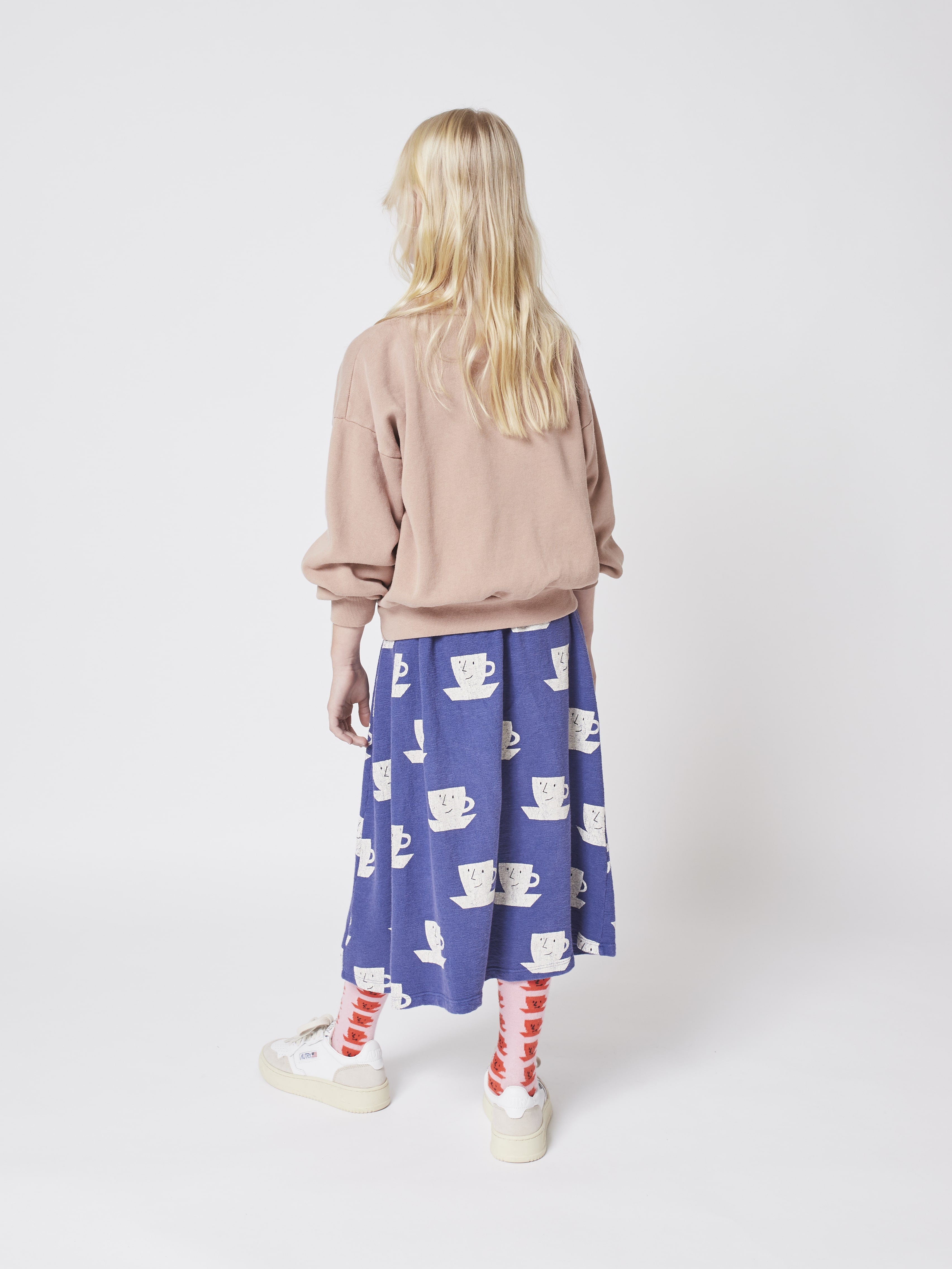 Girls Blue Printed Cotton Skirt