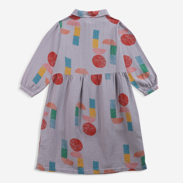 Girls Purple Printed Cotton Dress