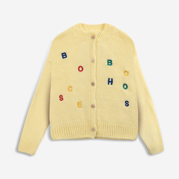 Girls Yellow Embroidered Cardigan
