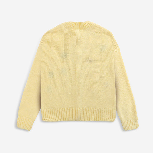 Girls Yellow Embroidered Cardigan