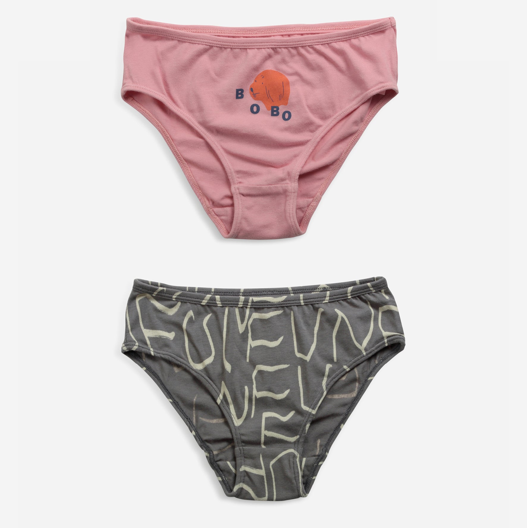 Girls Pink & Grey Cotton Underwear Set (2 Pack)