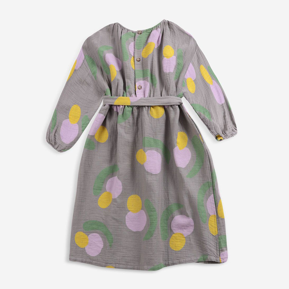 Girls Grey Fruits Printed Cotton Dress