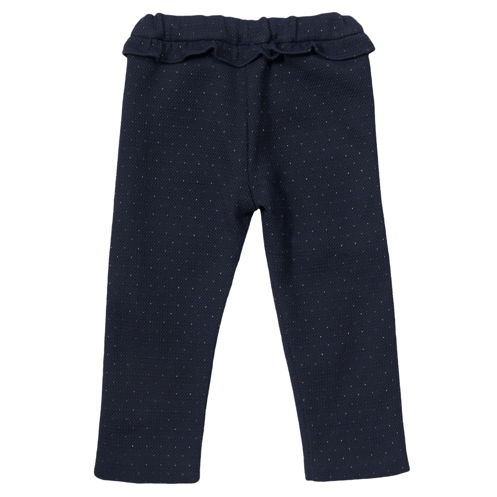 Baby Girls Navy Blue Flounce Waistband Trouses With Bow Trims - CÉMAROSE | Children's Fashion Store - 2