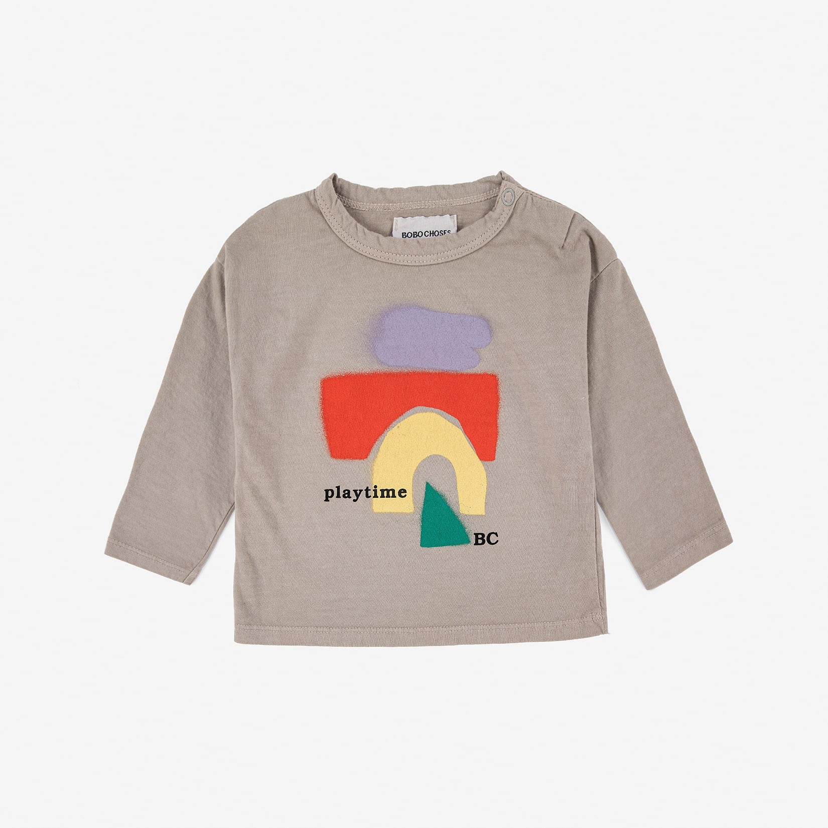 Baby Boys & Girls Light Grey Printed Cotton T-Shirt