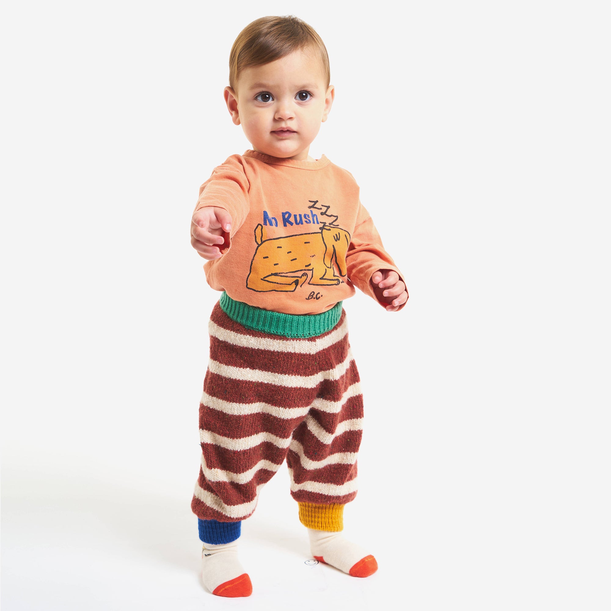 Baby Boys & Girls Orange Printed Cotton T-Shirt