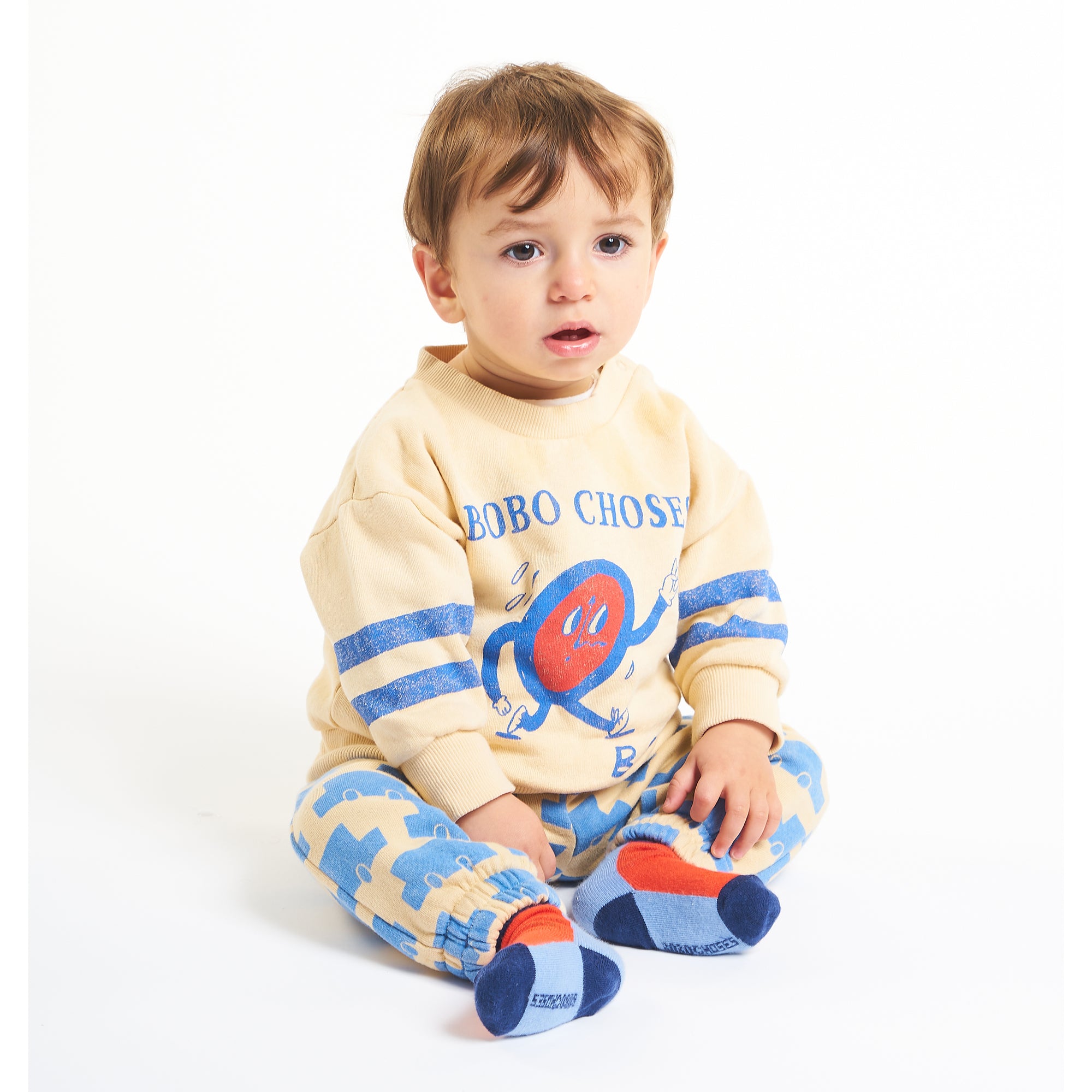 Baby Boys & Girls Beige Logo Cotton Sweatshirt