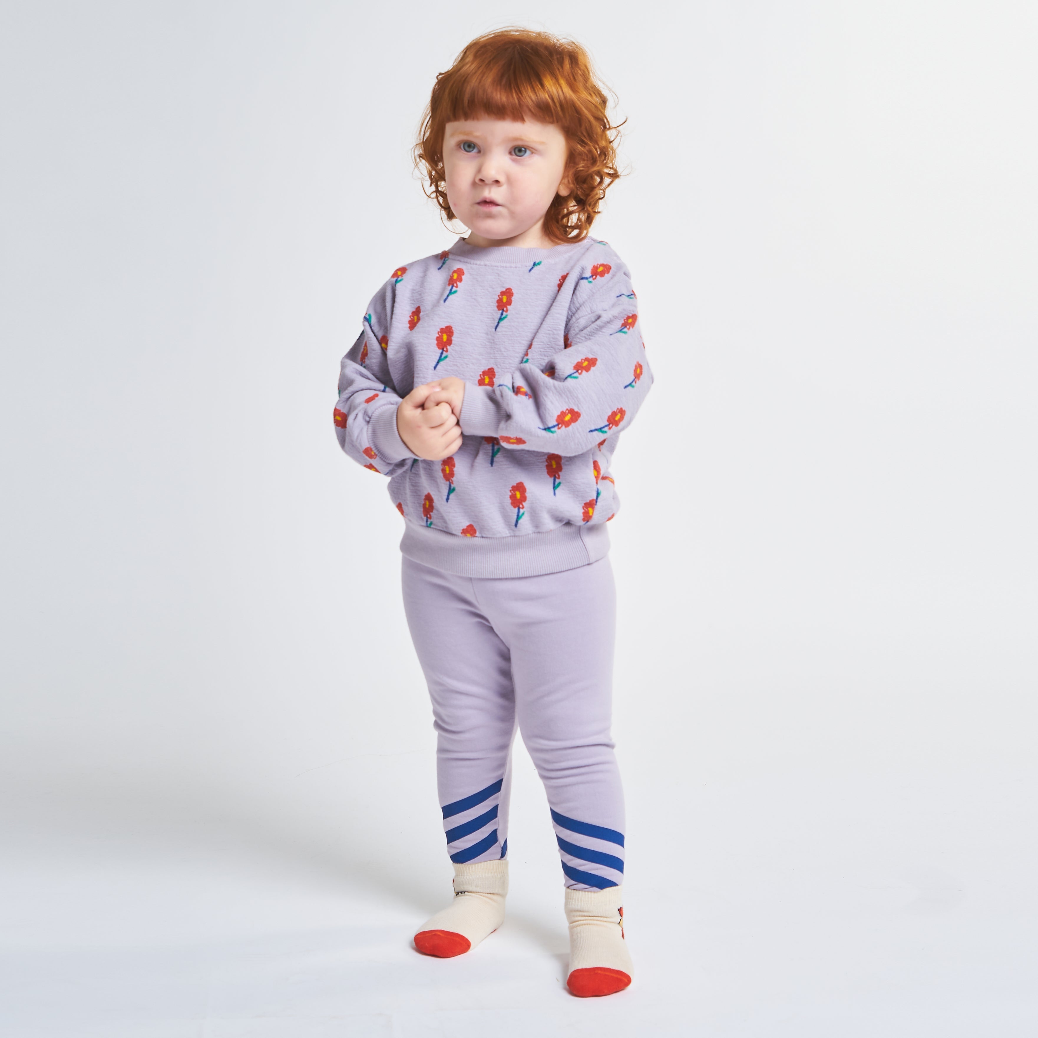 Baby Boys & Girls Lavender Stripes Cotton Leggings