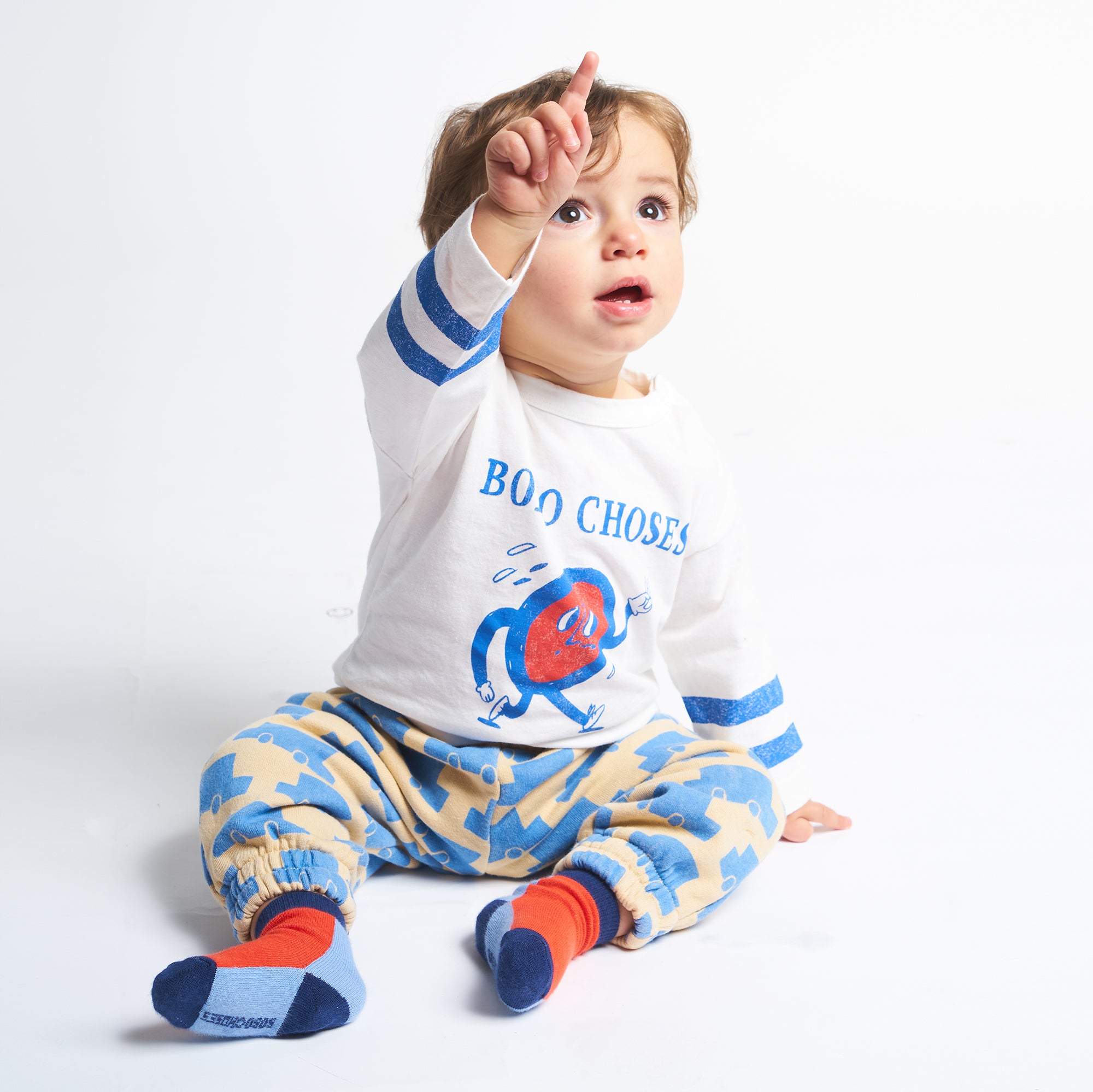 Baby Boys & Girls Beige Printed Cotton Trousers