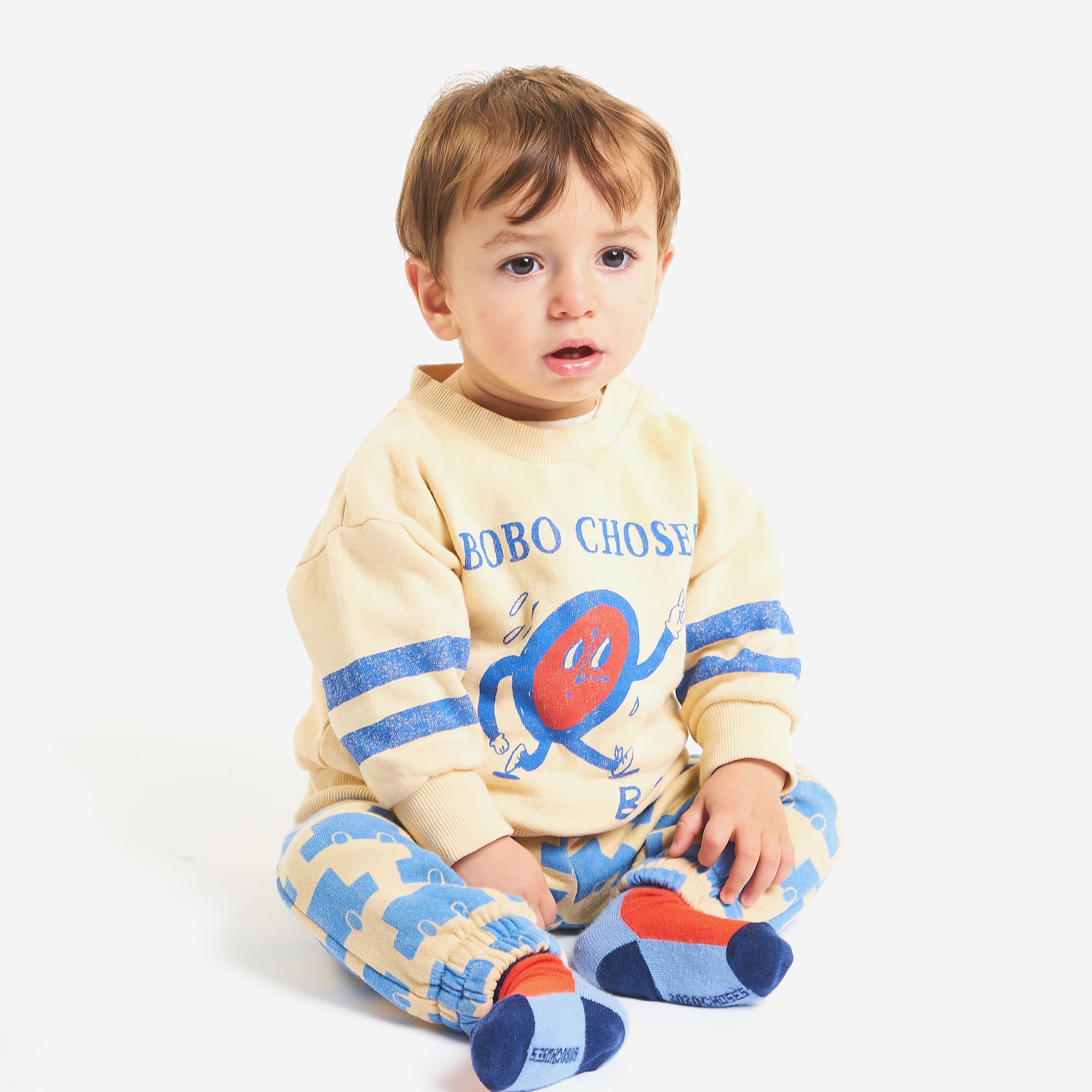 Baby Boys & Girls Beige Printed Cotton Trousers