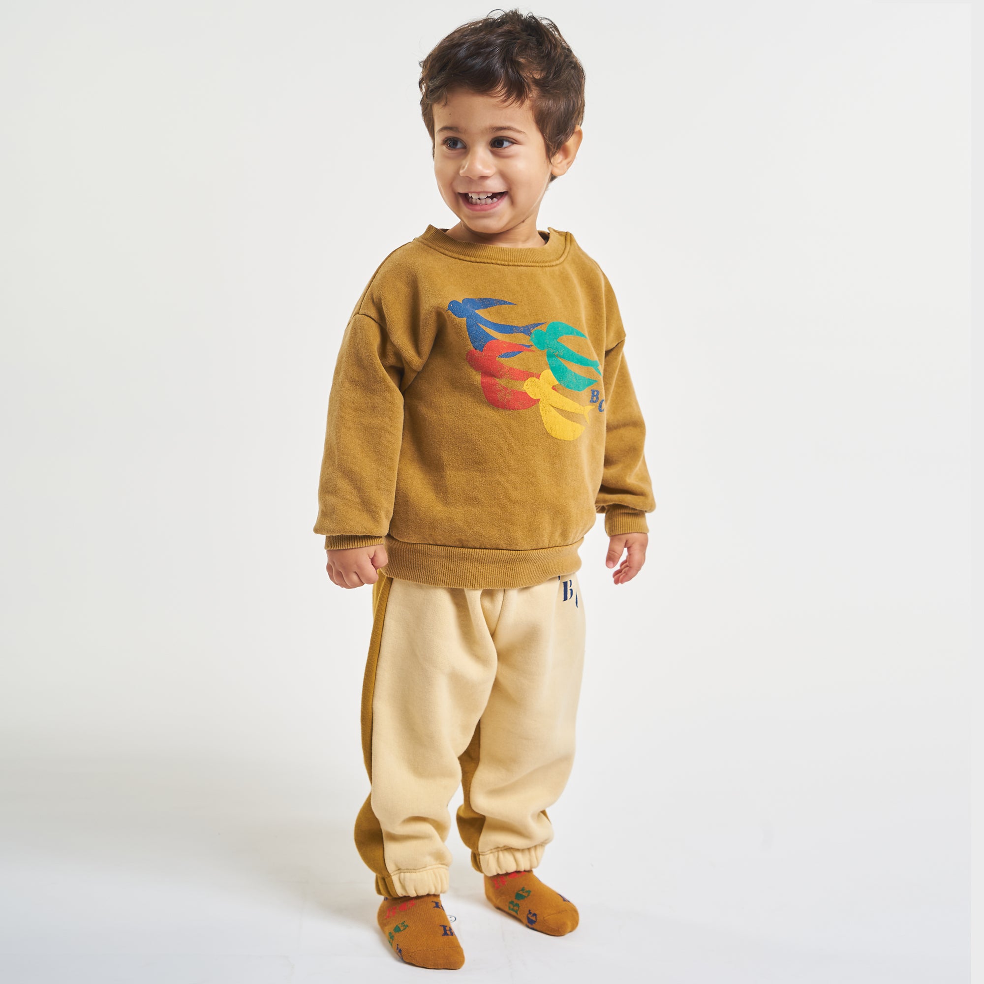Baby Boys & Girls Brown Logo Cotton Trousers