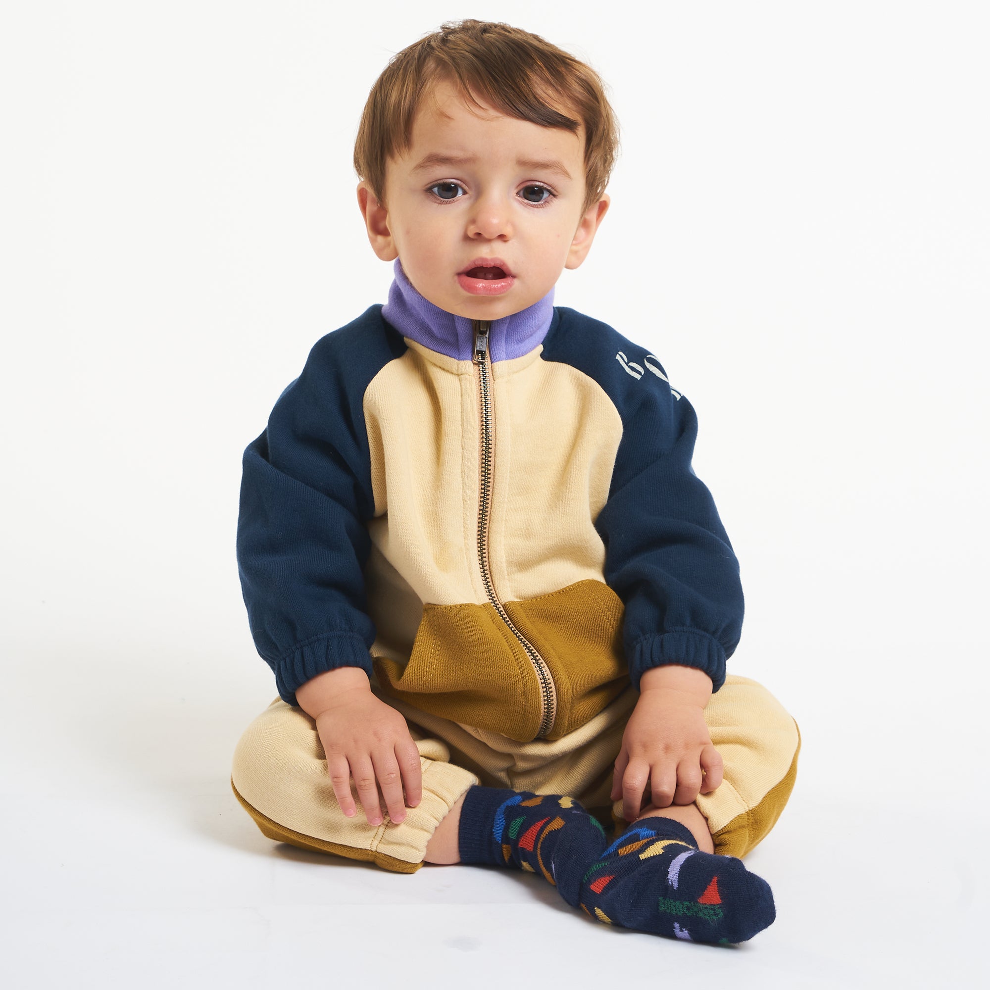 Baby Boys & Girls Beige Zip-Up Top