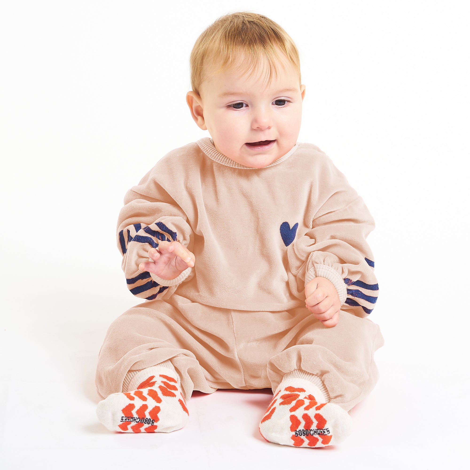 Baby Boys & Girls Light Pink Logo Velvet Sweatshirt