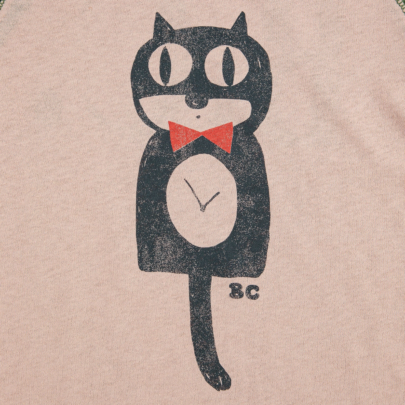 Boys & Girls Green Cat Printed Cotton T-Shirt