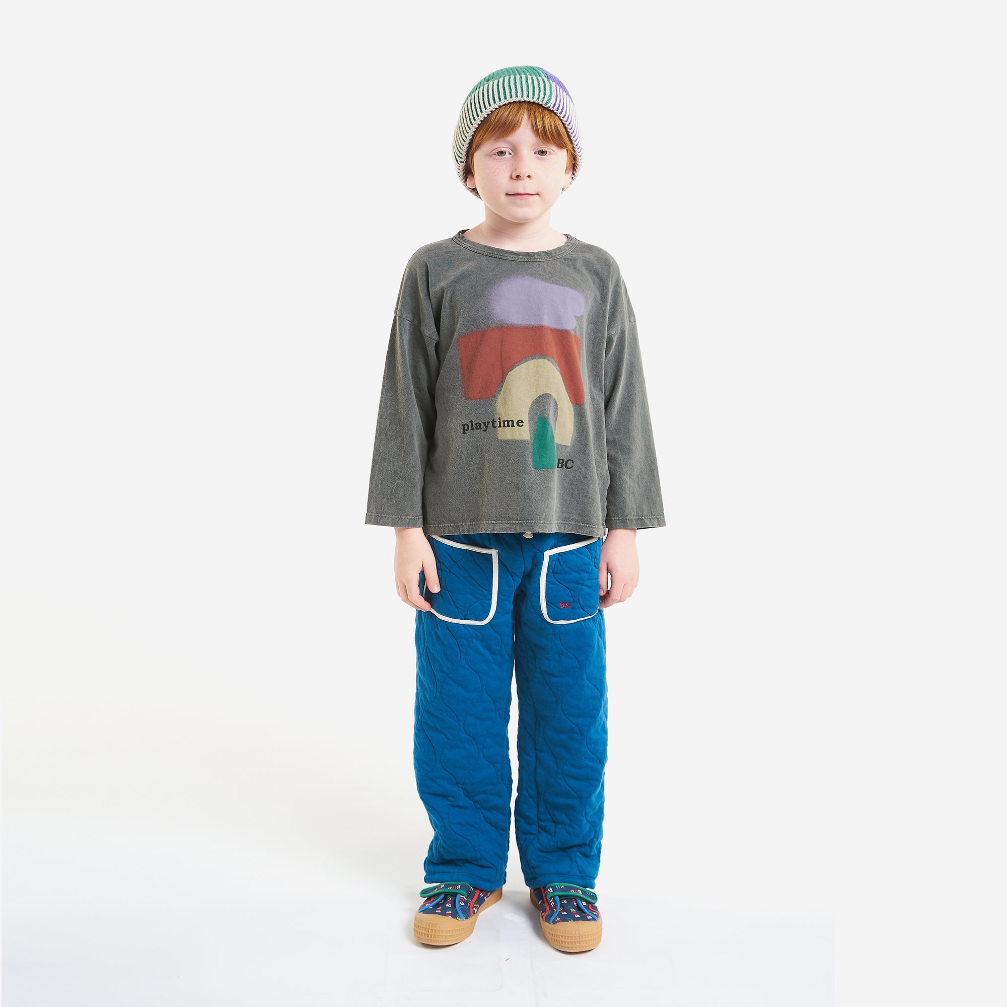 Boys & Girls Grey Printed Cotton T-Shirt
