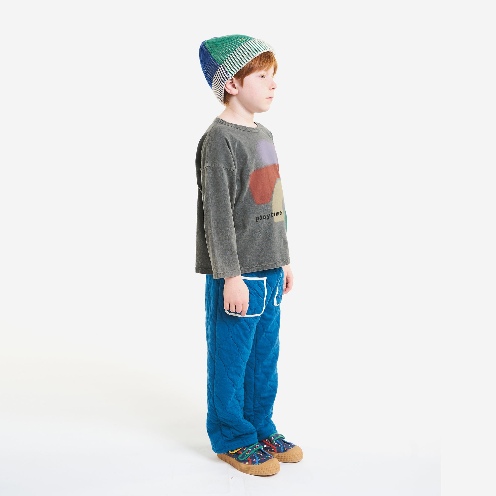 Boys & Girls Grey Printed Cotton T-Shirt
