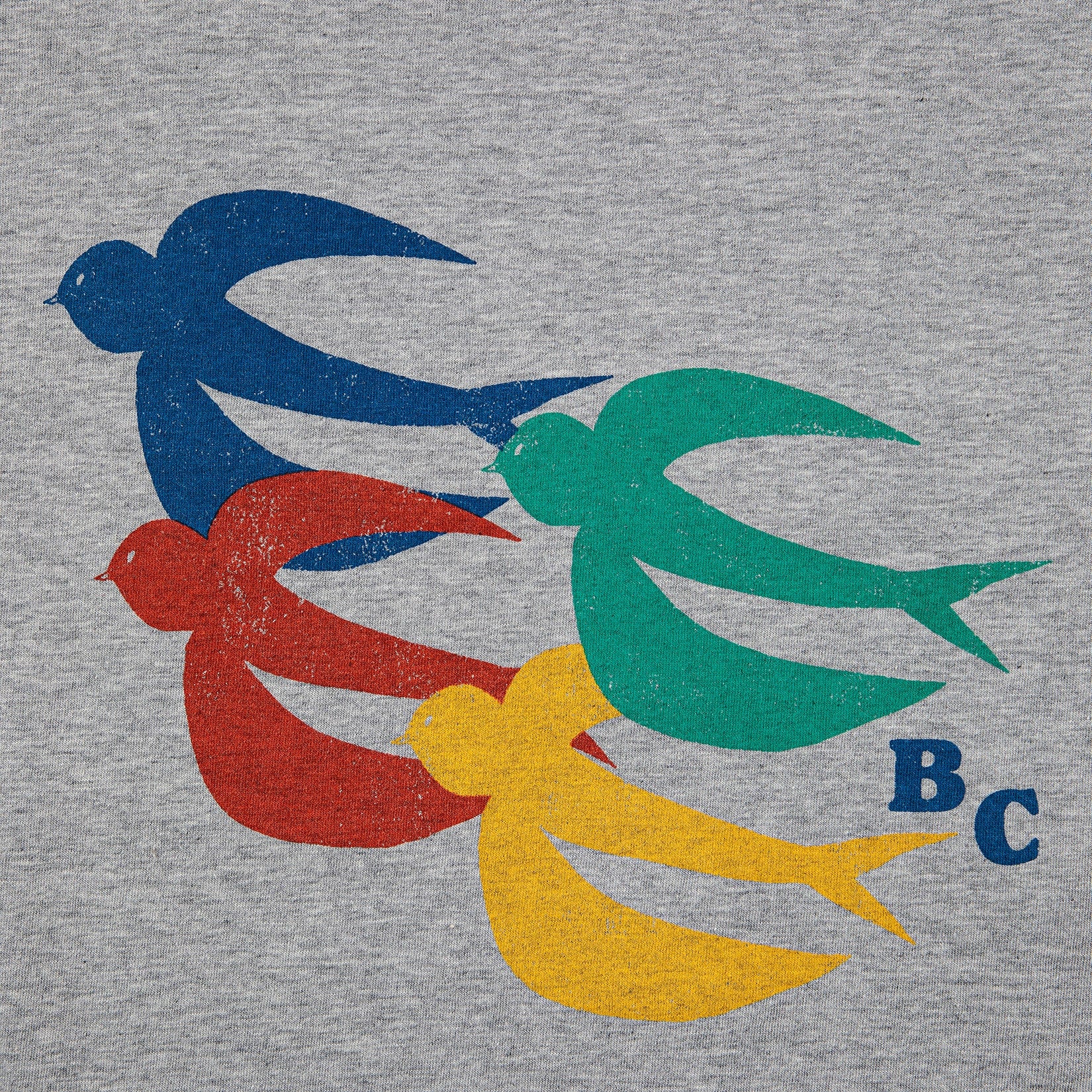 Boys & Girls Grey Birds Printed Cotton T-Shirt