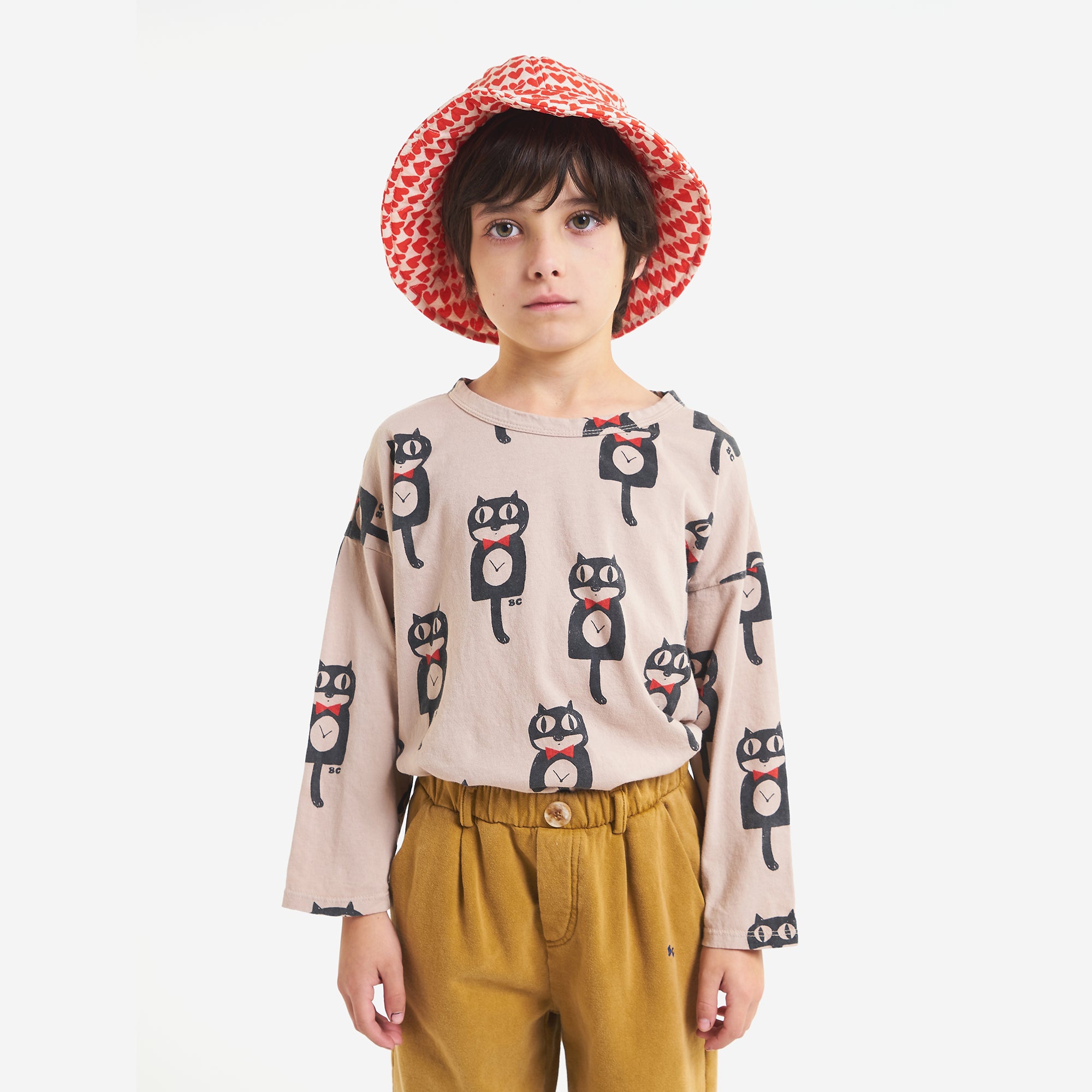 Boys Light Brown Printed Cotton T-Shirt