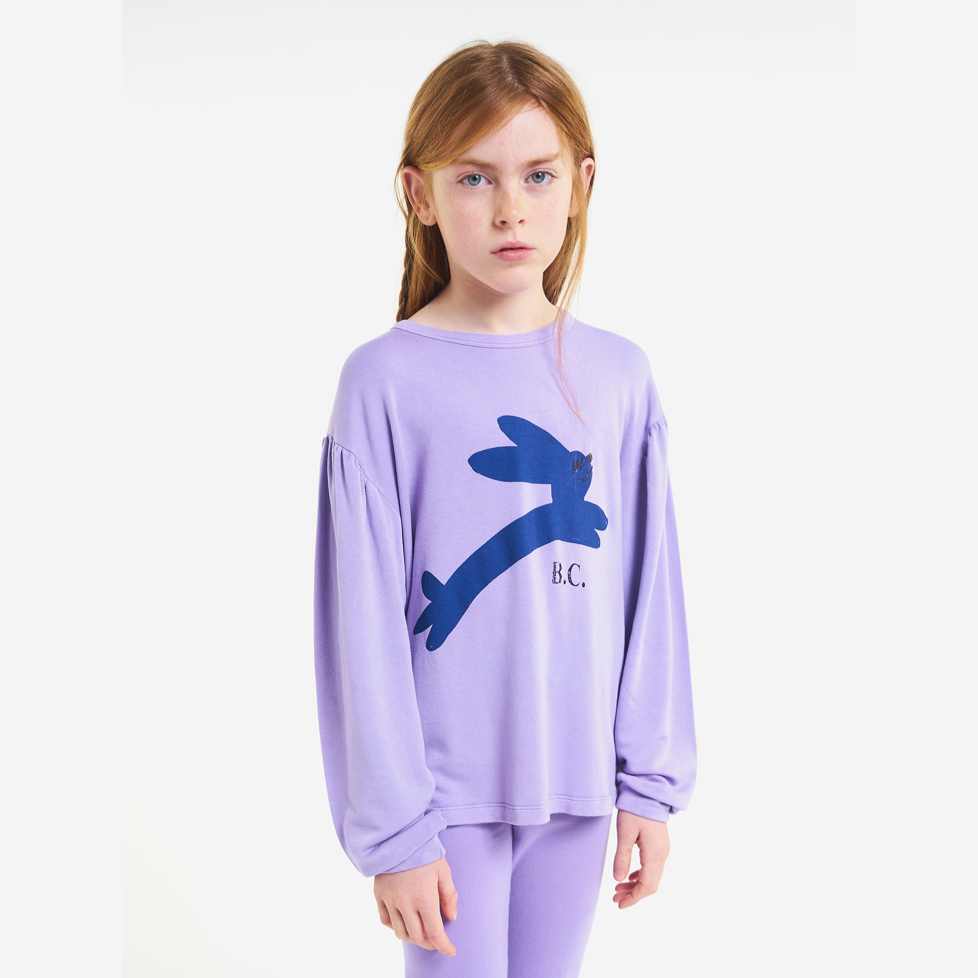 Girls Purple Printed Cotton T-Shirt
