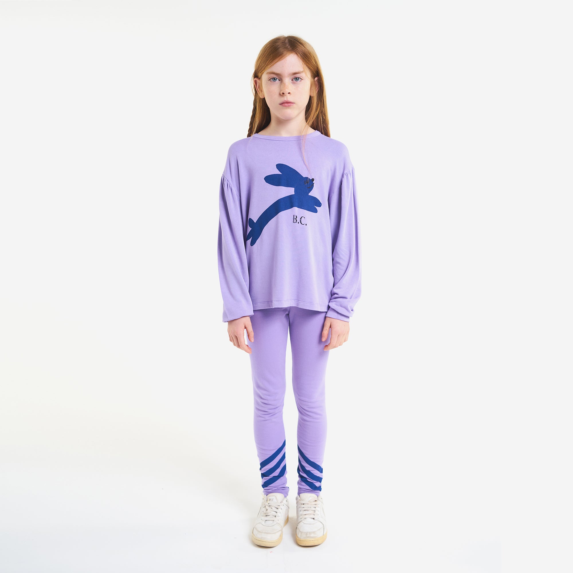 Girls Purple Printed Cotton T-Shirt