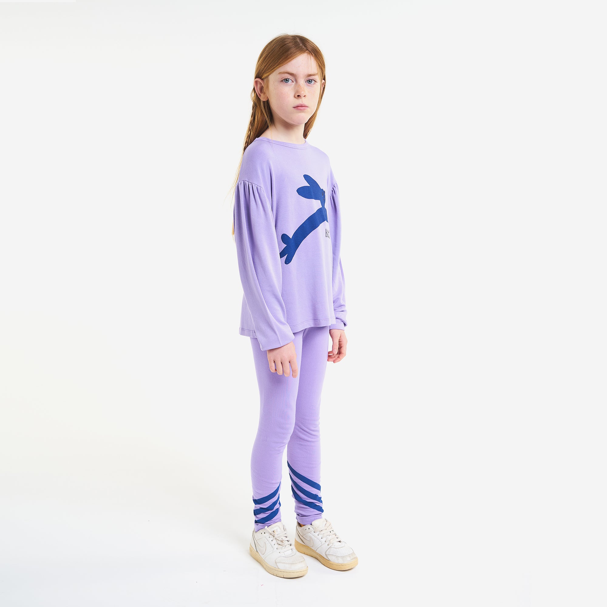 Girls Purple Printed Cotton T-Shirt