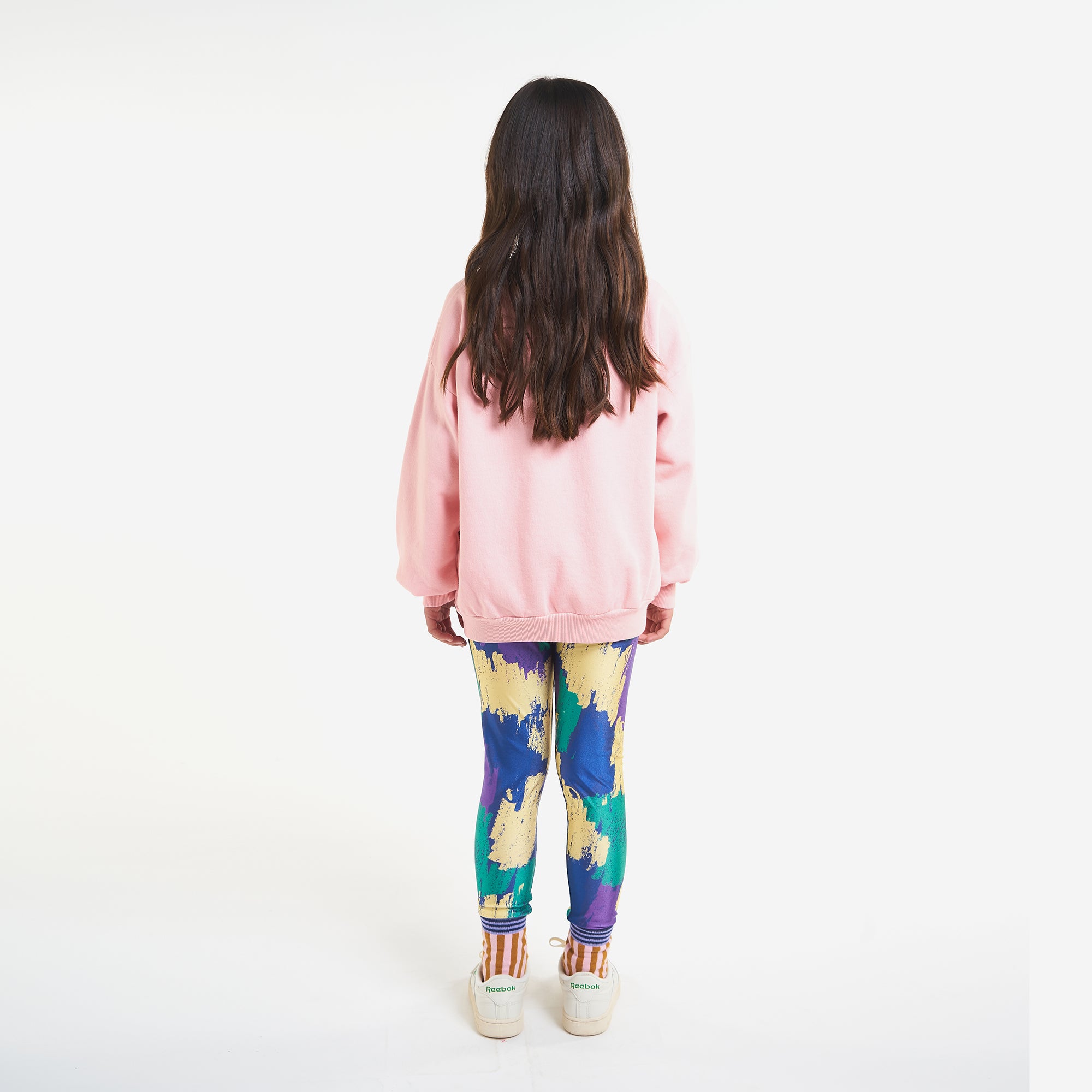 Girls Pink Jumping Hare Printed Cotton Sweatshirt