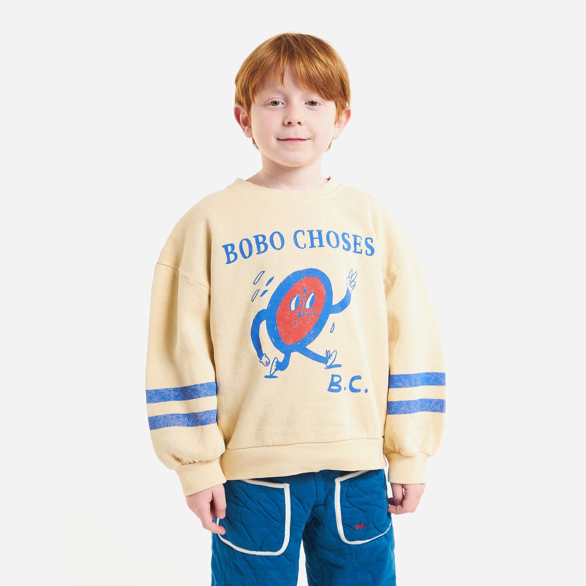 Boys & Girls Beige Printed Cotton Sweatshirt