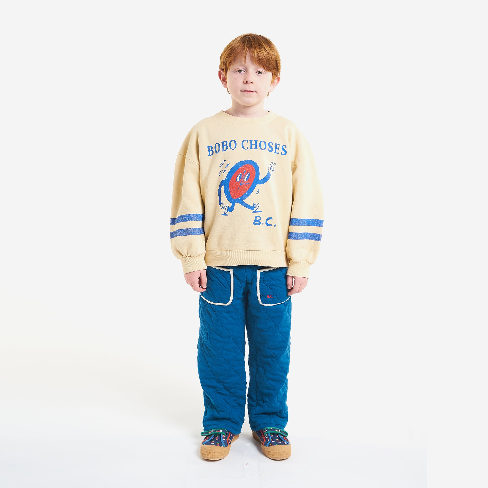Boys & Girls Beige Printed Cotton Sweatshirt