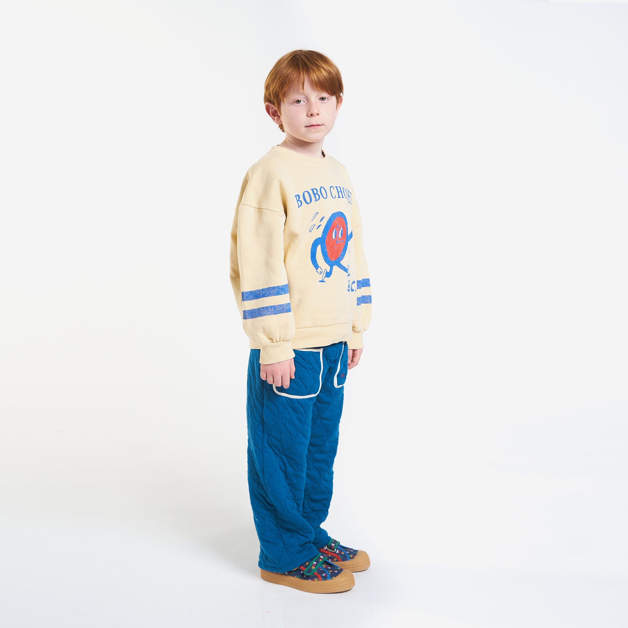 Boys & Girls Beige Printed Cotton Sweatshirt