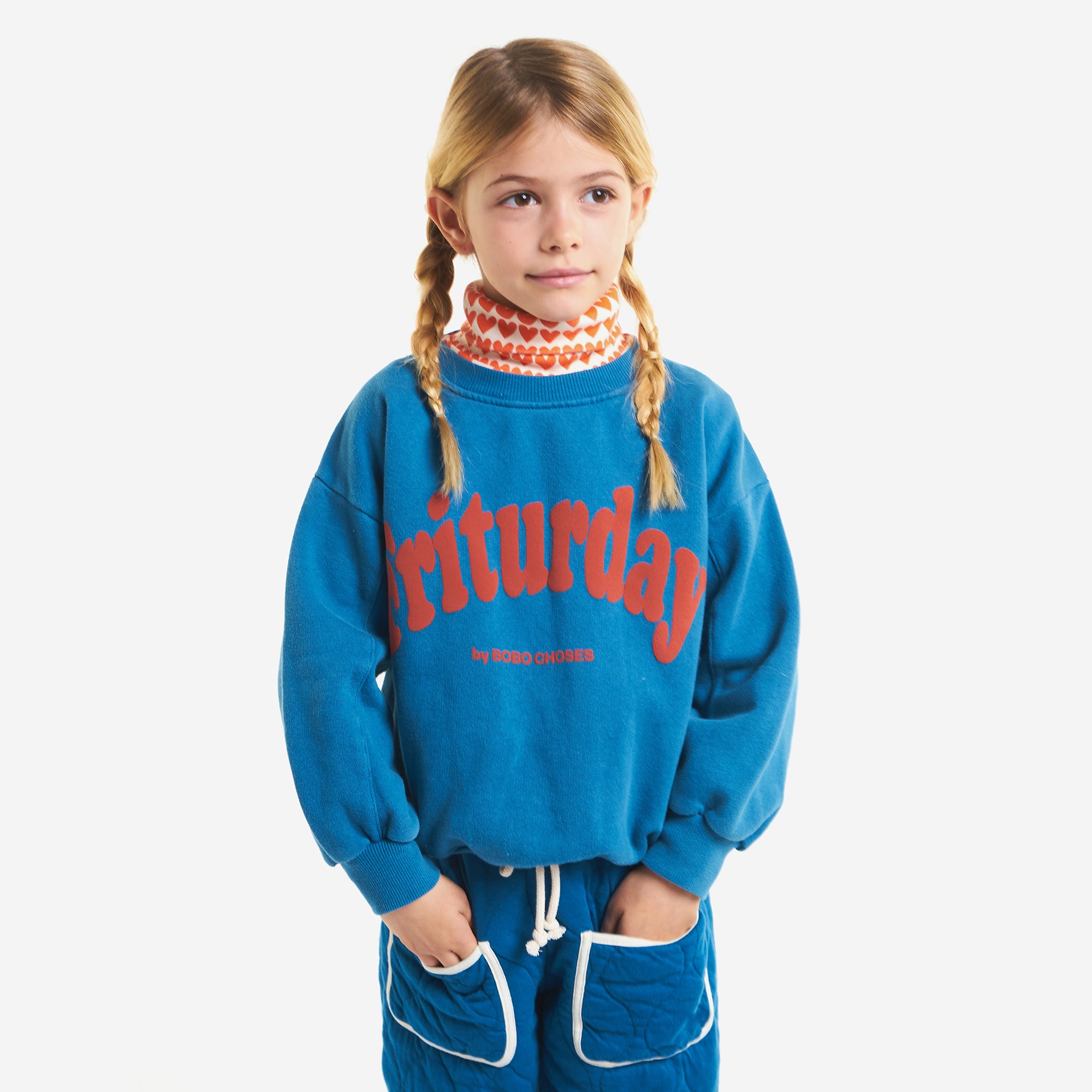 Boys & Girls Blue Logo Cotton Sweatshirt