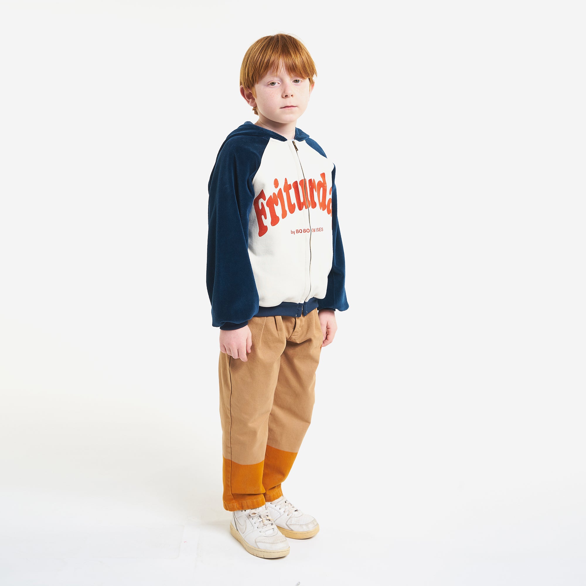 Boys & Girls Beige Logo Zip-Up Sweatshirt