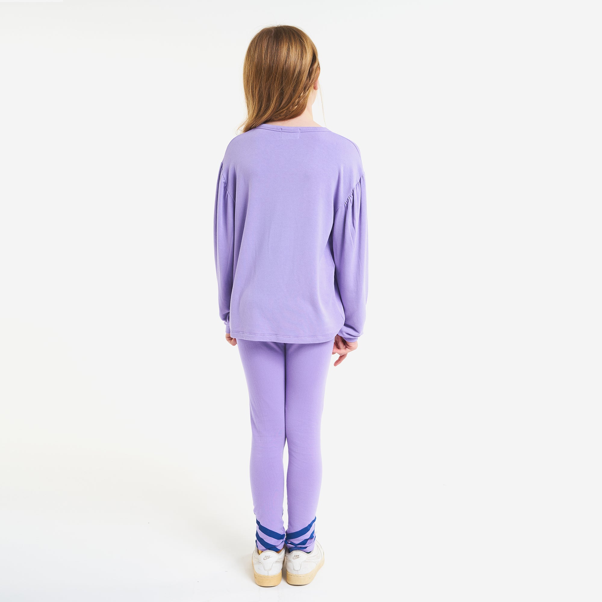 Girls Purple Stripes Cotton Leggings