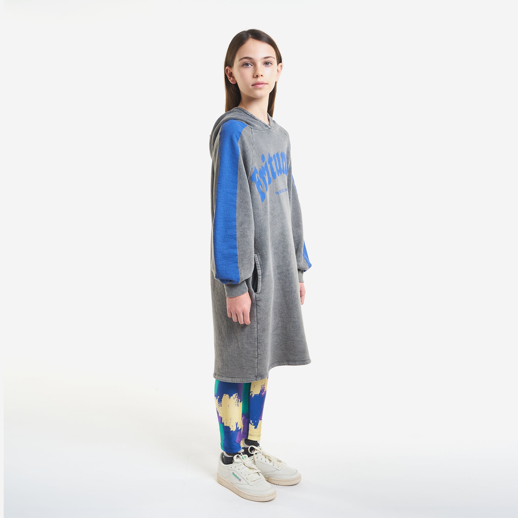 Girls Grey Logo Hooded Dress