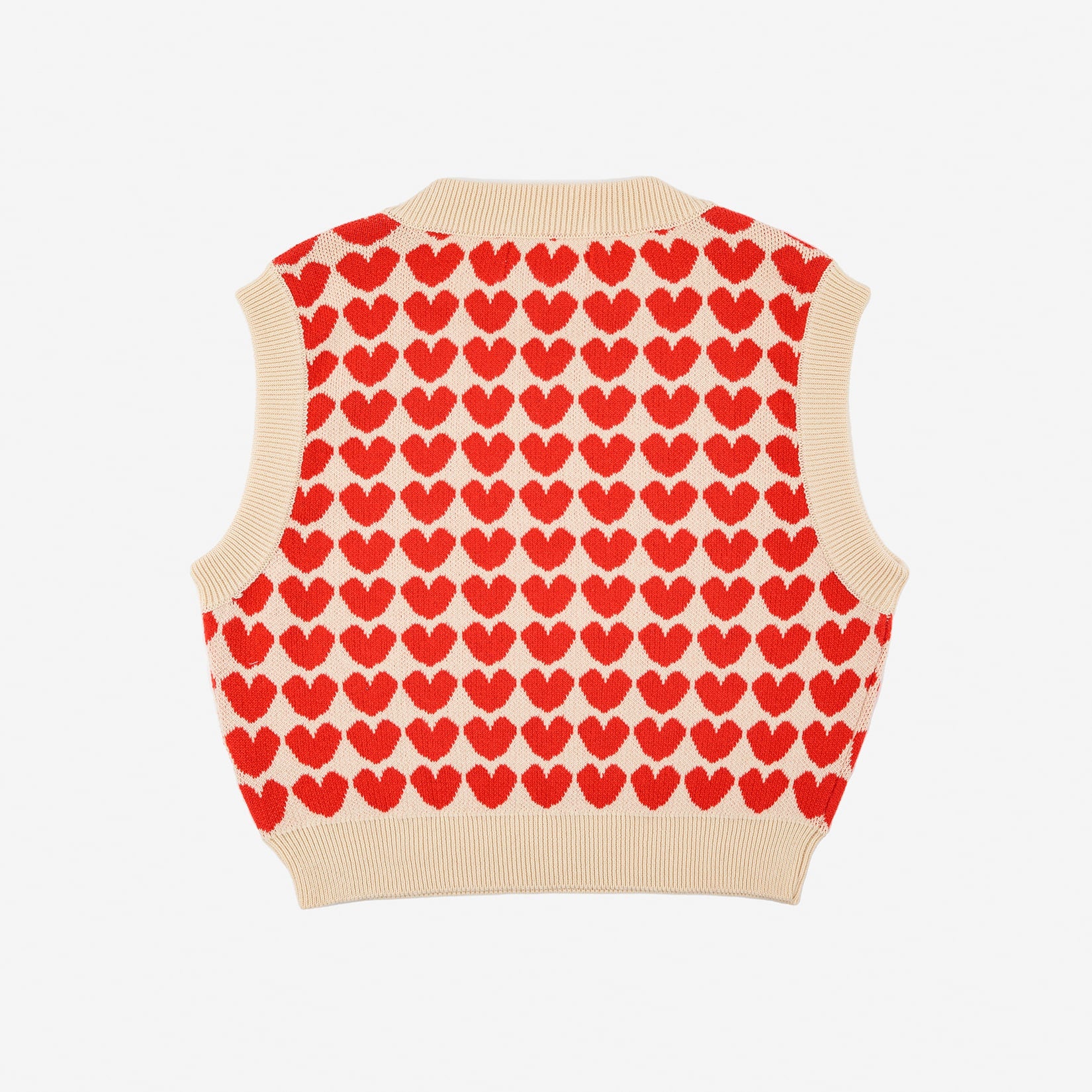 Girls Beige Heart Cotton Vest