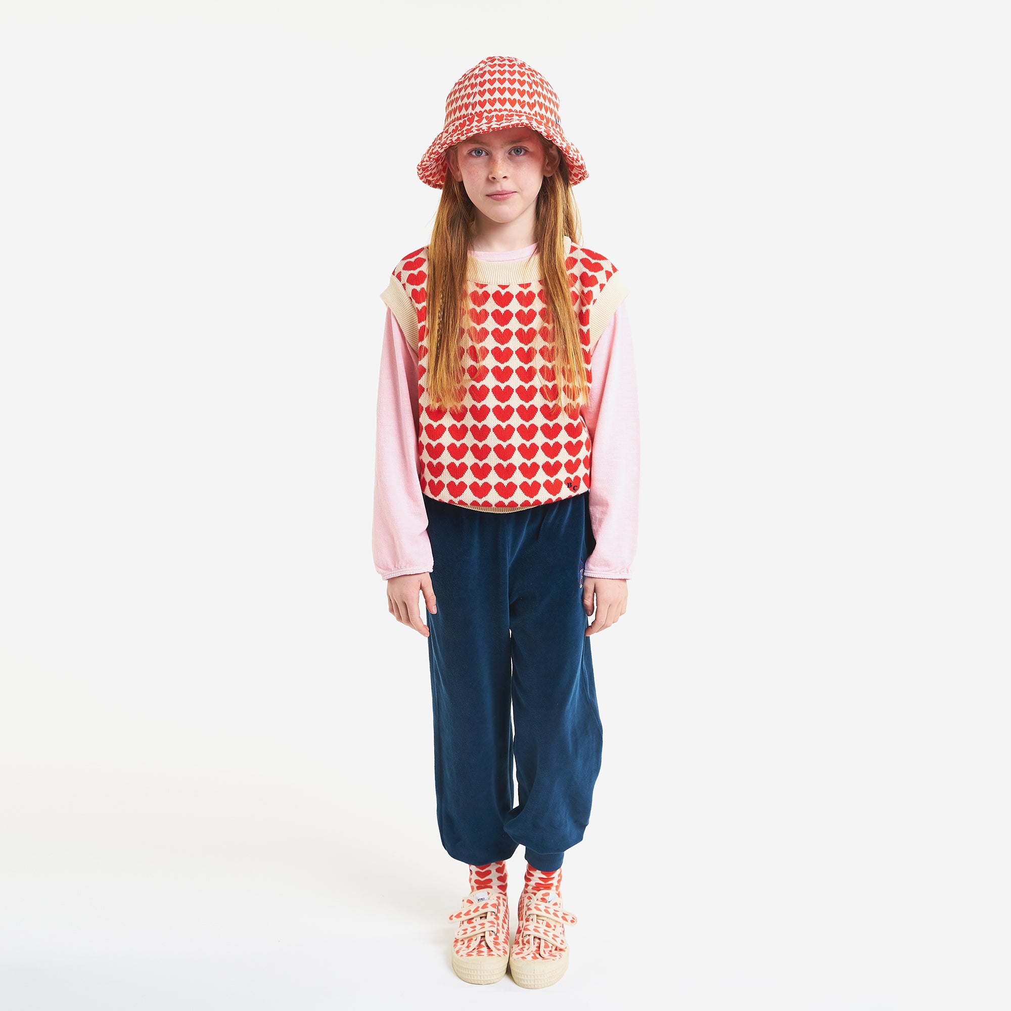 Girls Beige Heart Cotton Vest