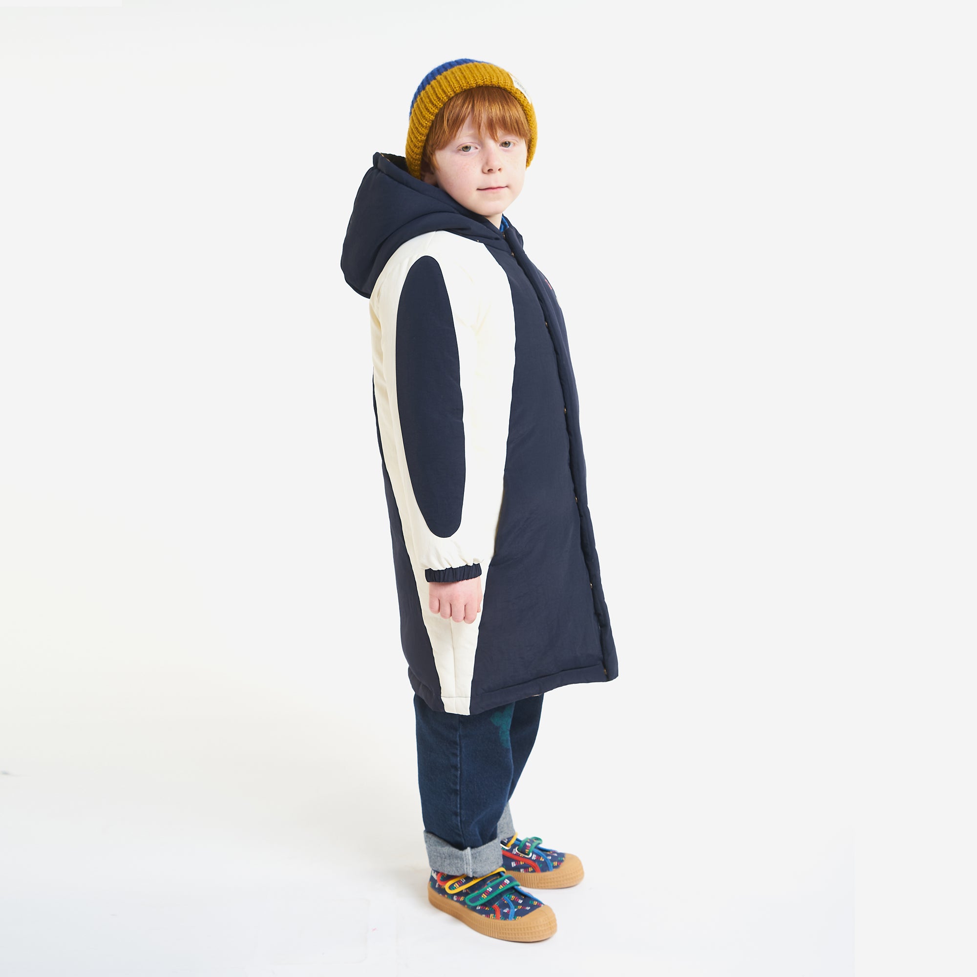 Boys Navy Reversible Padded Coat