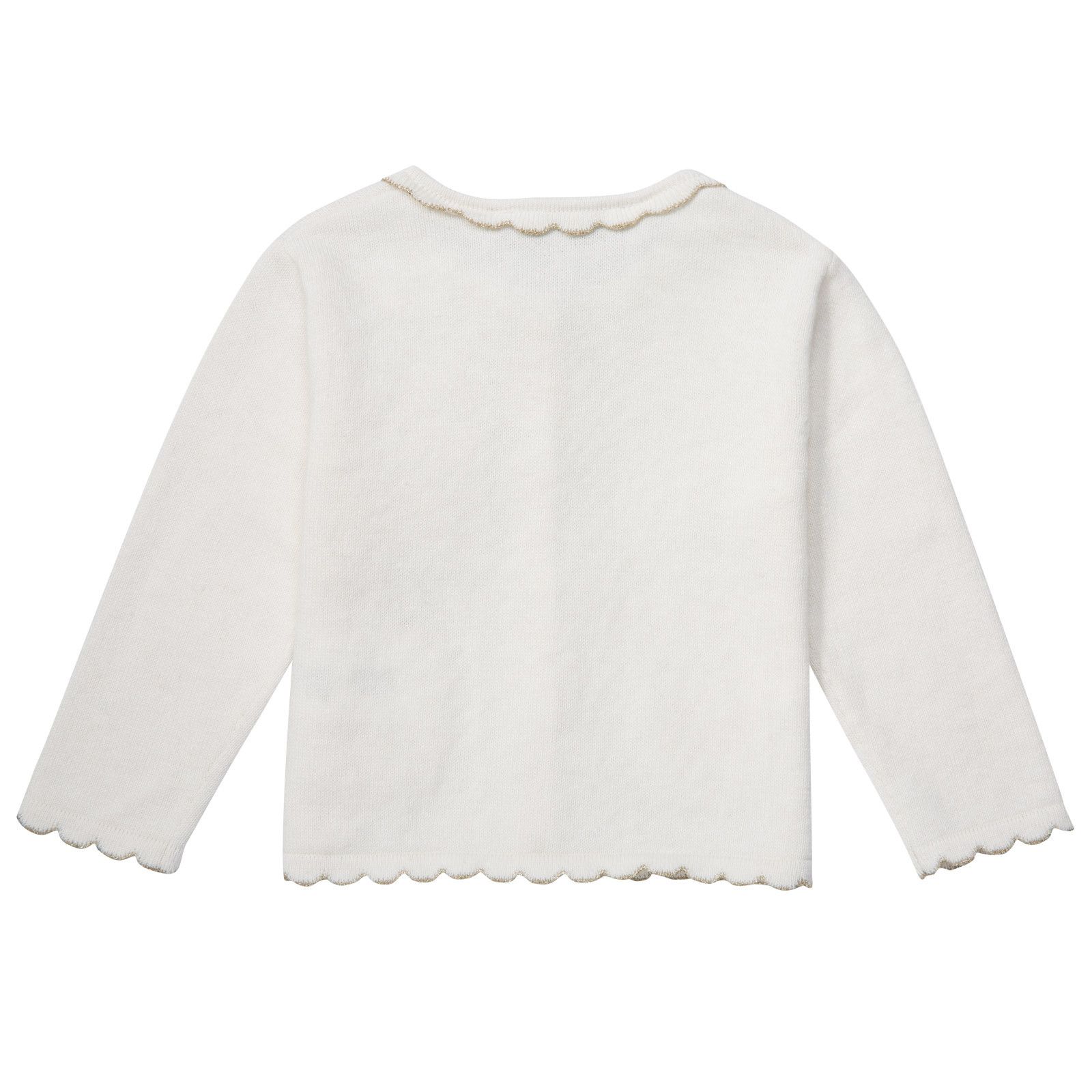 Baby Girls Ivory Knitted Gold Lurex Thread Trims Cardigan - CÉMAROSE | Children's Fashion Store - 2
