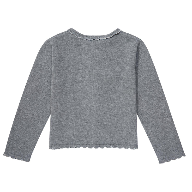 Baby Girls Grey Knitted Gold Lurex Thread Trims Cardigan - CÉMAROSE | Children's Fashion Store - 2