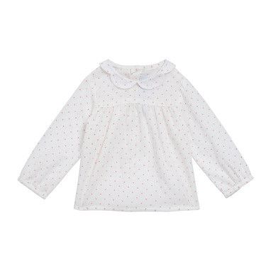 Baby Girls Ivory Spot Trims Blouse With Ruffled Collar - CÉMAROSE | Children's Fashion Store