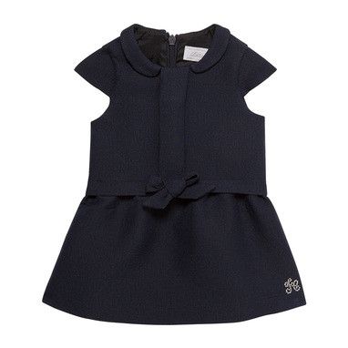 Baby Girls Navy Blue Dress With Bow Trims - CÉMAROSE | Children's Fashion Store