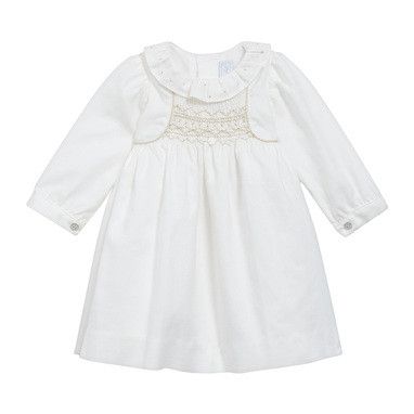 Baby Girls Ivory Lace Collar Dress With Gold Embroidery - CÉMAROSE | Children's Fashion Store