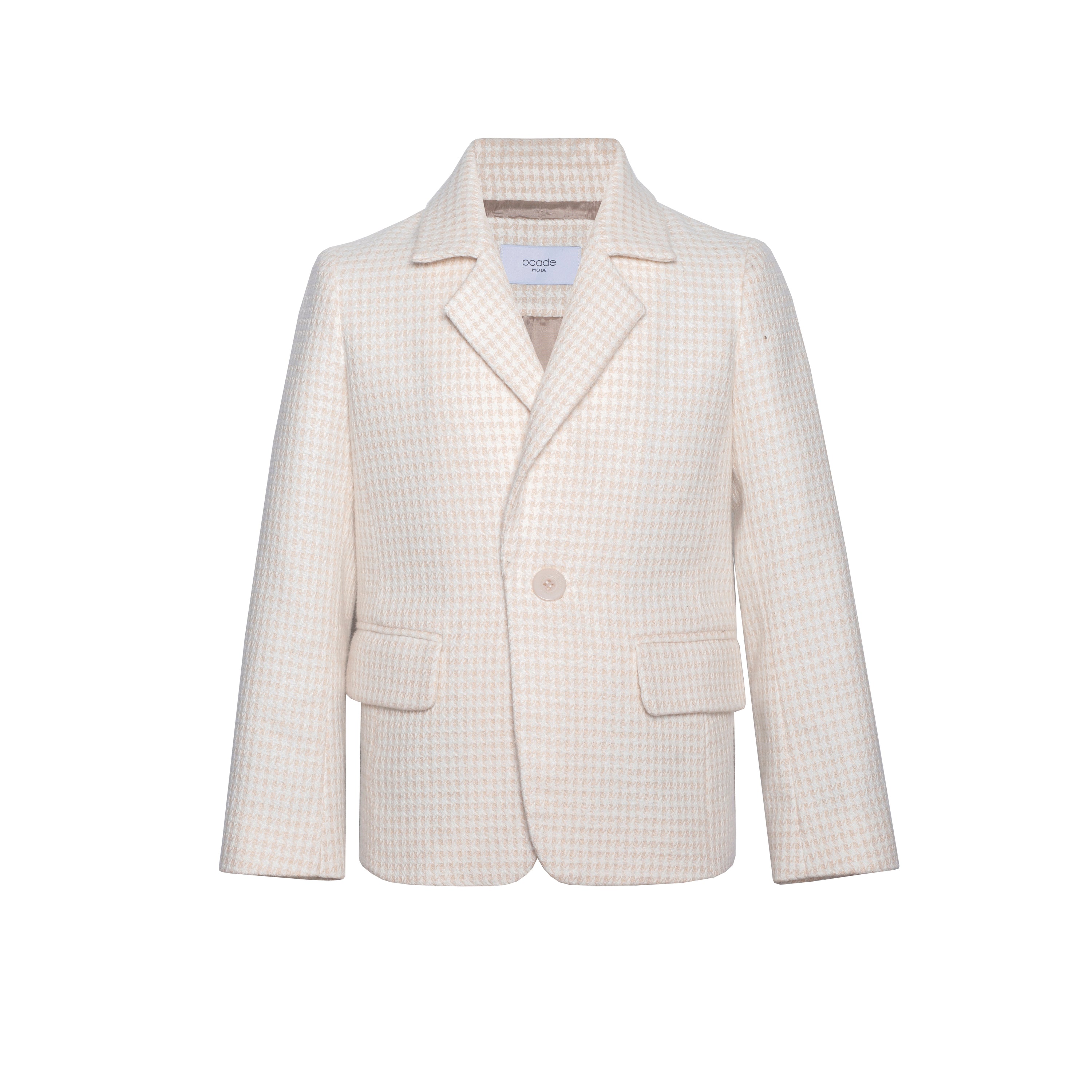 Girls White Check Suit Coat