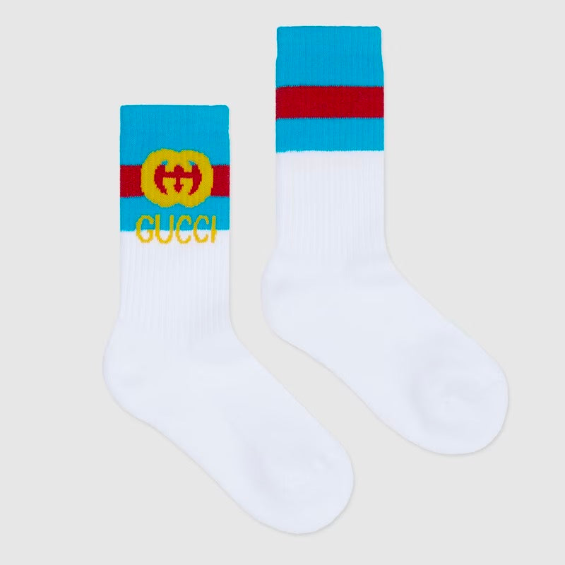 Boys & Girls White Logo Cotton Socks