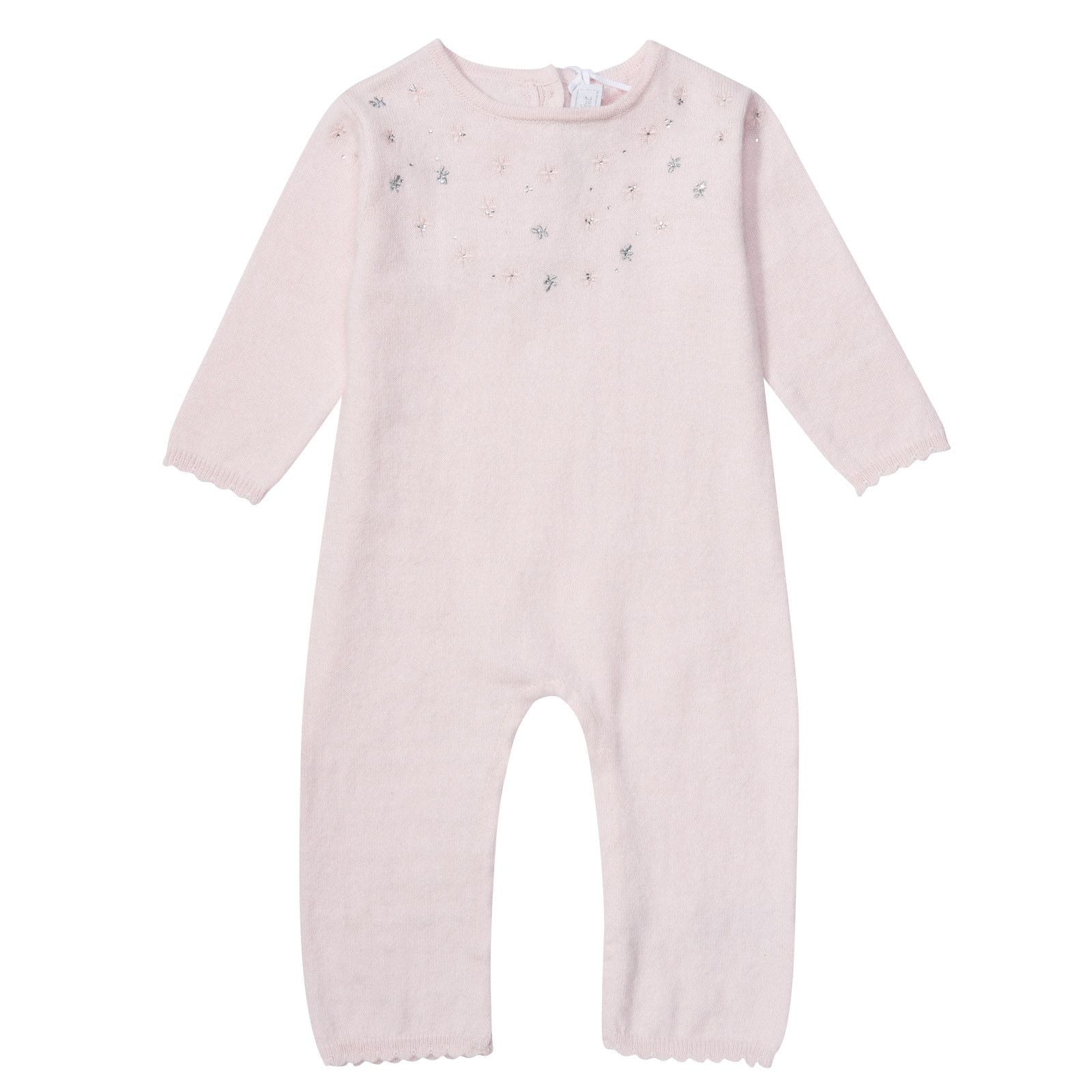 Baby Pink Star Printed Trims Babygrow - CÉMAROSE | Children's Fashion Store - 1