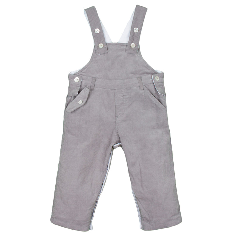 Baby Boys White Cotton Dungarees With Pockets - CÉMAROSE | Children's Fashion Store - 3