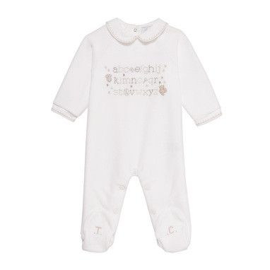 Baby Pink Velour Babygrow With Alphabet Print - CÉMAROSE | Children's Fashion Store