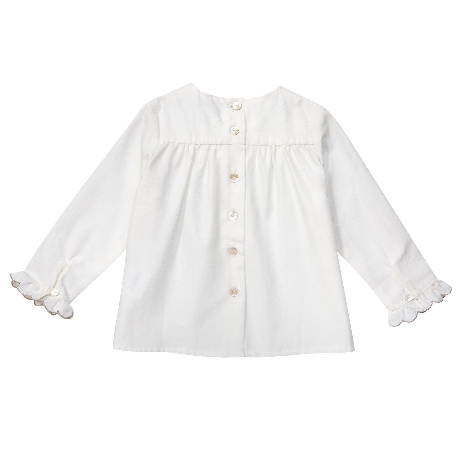 Baby White Cotton 2 Pice Babygrow With Silver Trims - CÉMAROSE | Children's Fashion Store - 2